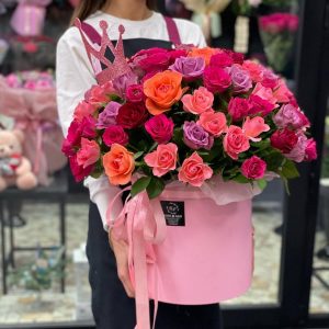 51 Роза в цилиндре Микс