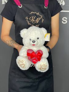 Мягкая игрушка белый медвежонок 25см